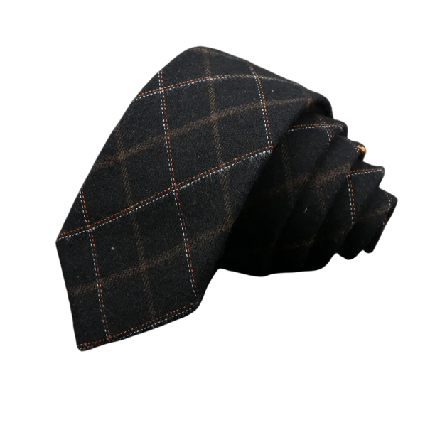 Men's Cotton Checked Tie 145 x 6 cm Modern Patterned Tie Stylish Accessory for Men for Work and Social Events Elegant Slim Tie black