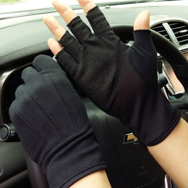 Men's Cotton Fingerless Gloves black