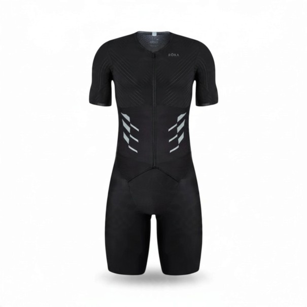 Men's Cycling Set Short Sleeve Jersey and Shorts Front Zip Stretch Material 80% Polyester and 20% Spandex black XXS