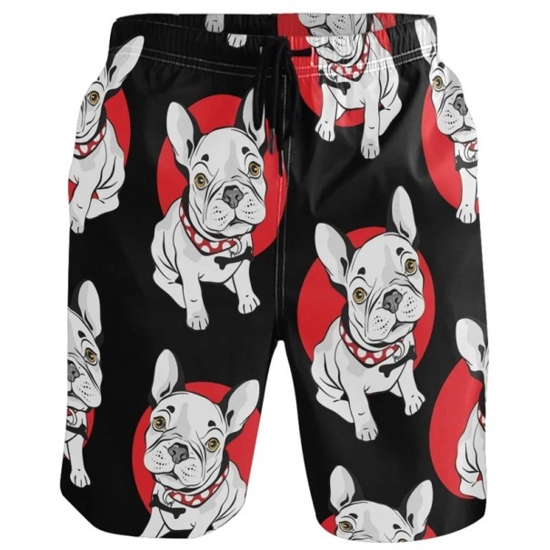 Men's Dog Print Swim Shorts with Pockets Polyester Quick-Drying Summer Bathing Shorts for Beach and Pool XXS