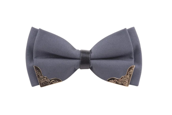 Men's Double Bow Tie with Metal Edge grey