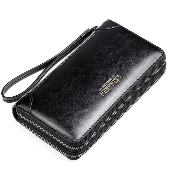 Men's Double Leather Wallet M526 black