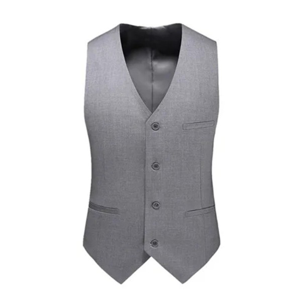 Men's Elegant Buttoned Waistcoat with Pockets and Breast Pocket Solid Colour Formal Waistcoat Various Colours Formal Style Polyester grey XS