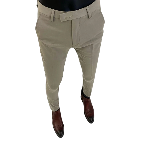 Men's Formal Trousers with Pockets Plain Elegant Straight Cut Comfortable Trousers for Men for Work and Celebrations beige 34