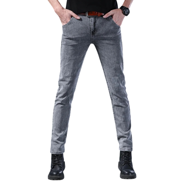 Men's Grey Skinny Jeans with Pockets, Cotton, Modern Fit for a Stylish Look 30