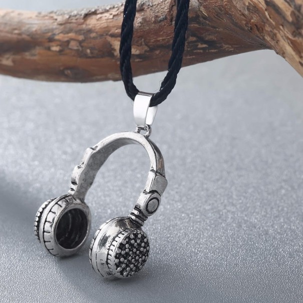 Men's Headphone Necklace silver