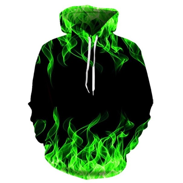 Men's Hoodie with Fire Motif light green S