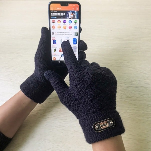 Men's Knitted Gloves dark blue