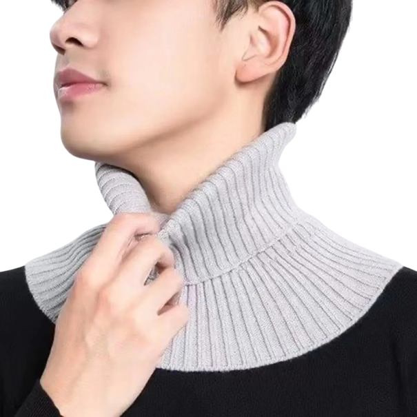 Men's Knitted Roll Neck Cotton Fake Collar Warm Winter Neck Warmer Elegant Accessory for Cold Weather Comfortable and Stylish grey