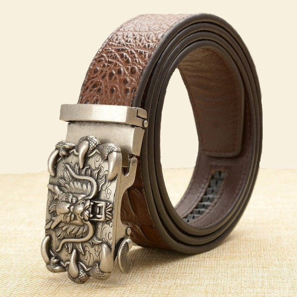 Men's Leather Belt with Dragon L392 125 cm 4