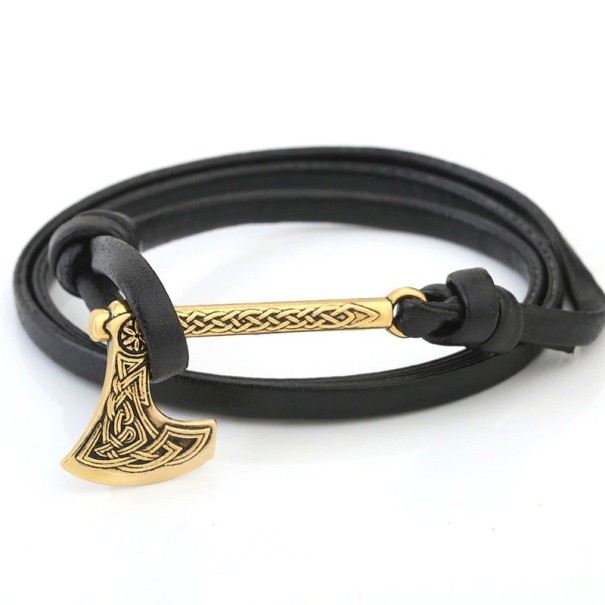 Men's Leather Bracelet with Axe 12