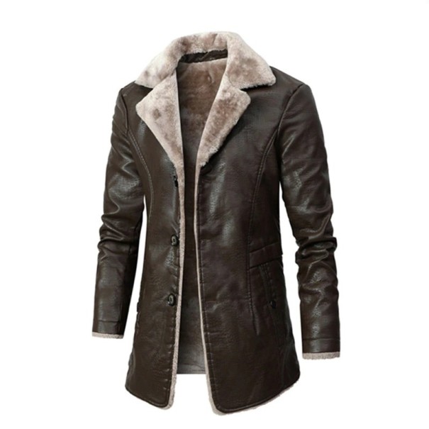 Men's Leather Coat coffee brown XL