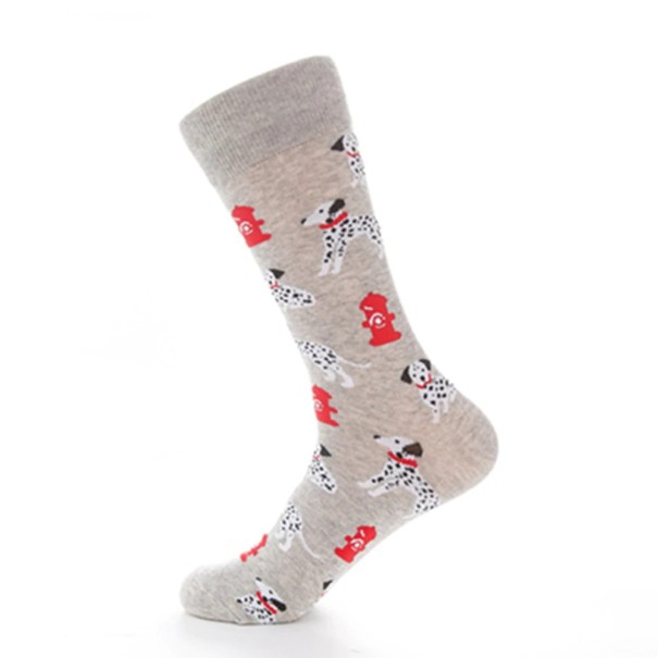 Men's Long Socks with Dog Print light grey
