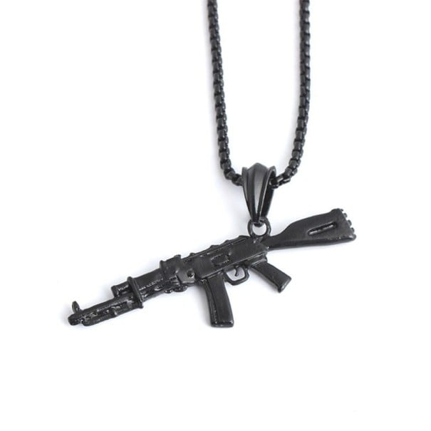 Men's Necklace with Gun D310 black