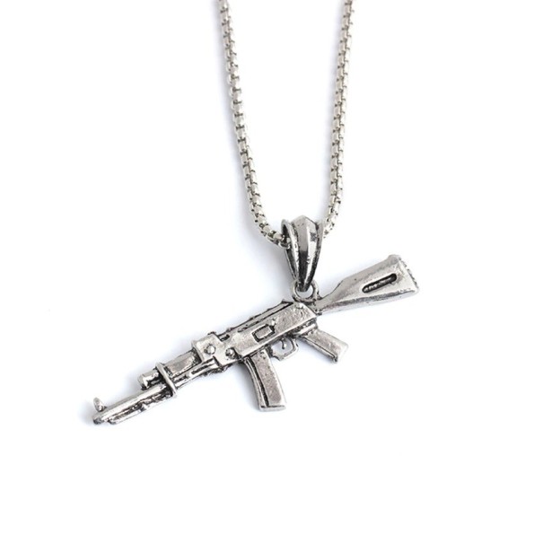 Men's Necklace with Gun D310 silver