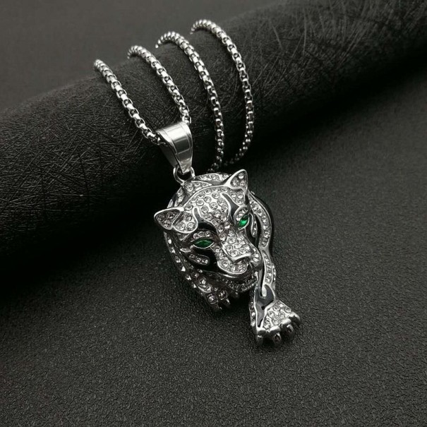Men's Necklace with Tiger silver