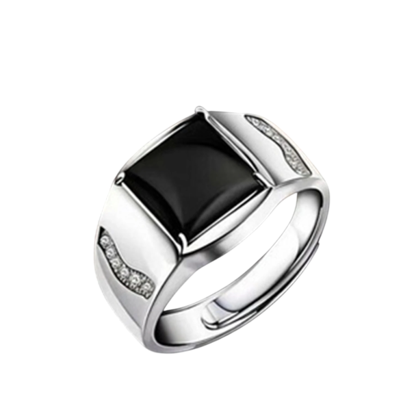 Men's Onyx Ring with Dragon Pattern Adjustable Size Hypoallergenic Material for Sensitive Skin 1