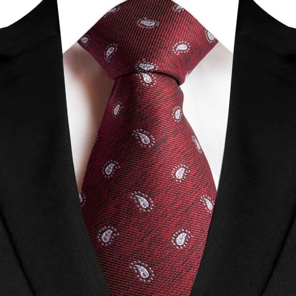 Men's Red Tie with Pattern 145 x 8 cm Quality Material Elegant Tie Stylish Men's Accessory Business and Social Events 1