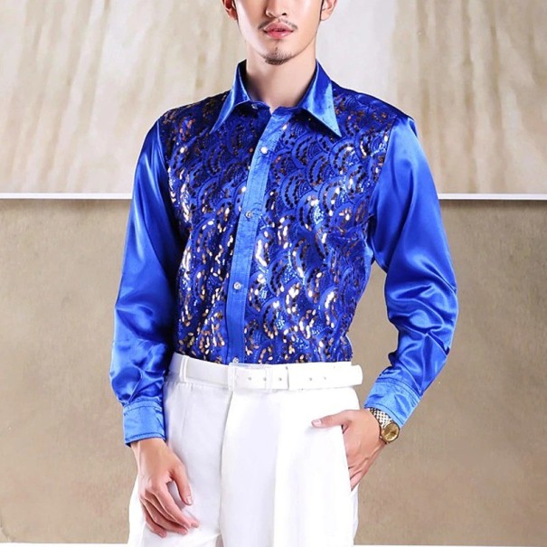 Men's Sequin Shirt F761 blue M