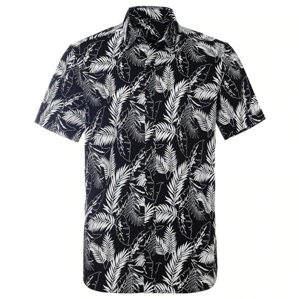 Men's Shirt with Leaves F625 black M