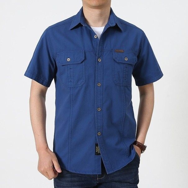 Men's Short Sleeve Shirt F555 blue XS