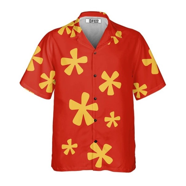 Men's Short Sleeve Shirt Polyester Red Colour Floral Patterns Button Fastening with Collar for Summer XXL