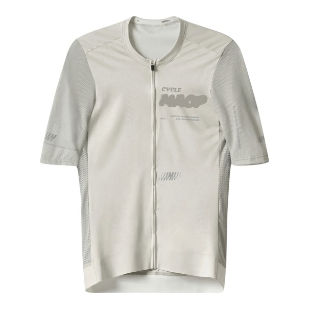 Men's Short-Sleeved Cycling Jersey with Full-Length Zip, Mesh Side Panels and Stand-Up Collar for Road Cycling white S