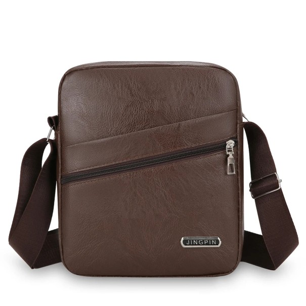 Men's Shoulder Bag 24×20×6 cm Waterproof Nylon Crossbody Bag Casual Travel Bag Made of Synthetic Leather with Zip Pocket for Men brown