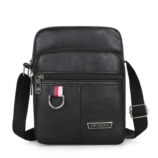 Men's Shoulder Bag Made of Artificial Leather 20×15×9 cm Waterproof Bag with Large Capacity Brown and Black Casual Outdoor Bag black