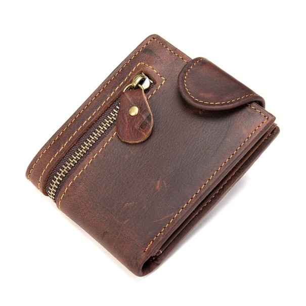 Men's Small Leather Wallet M558 dark brown