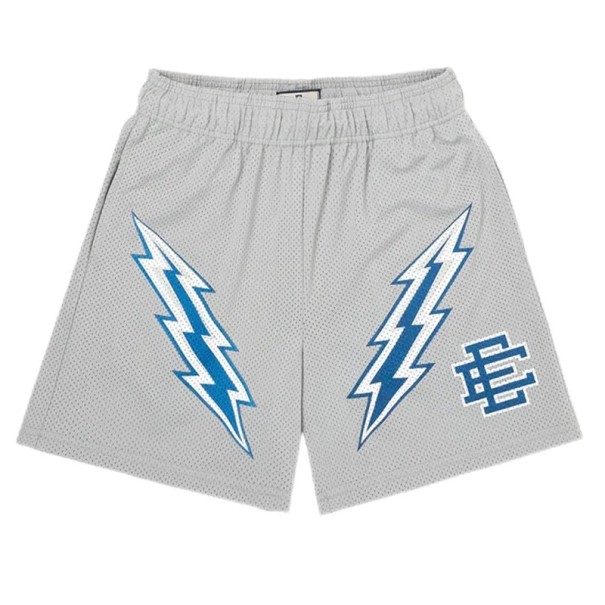 Men's Sports Mesh Gym Shorts Casual Shorts with Lightning Print Quick-Drying Training Shorts for Summer grey L