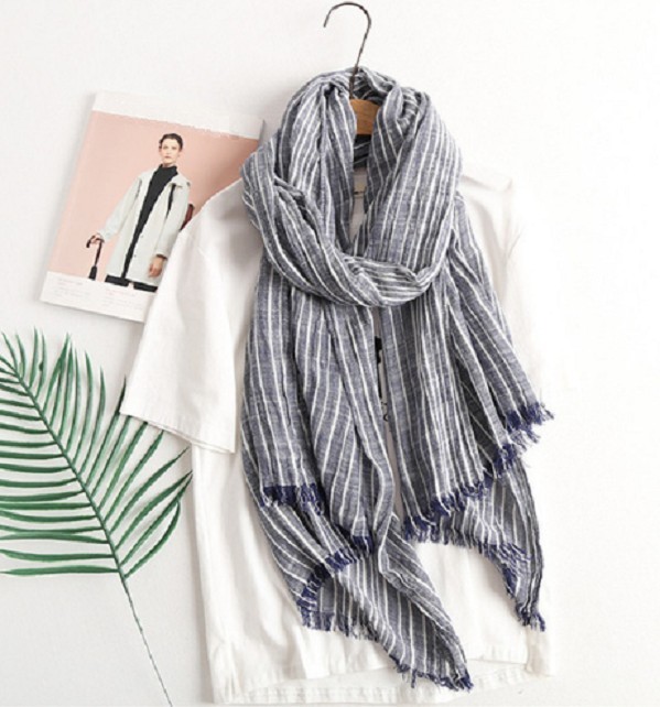 Men's Striped Scarf J2082 blue