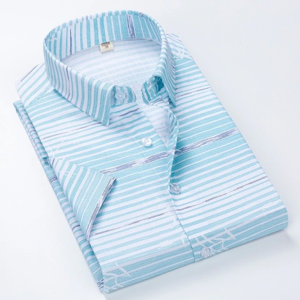 Men's Striped Shirt F782 turquoise L