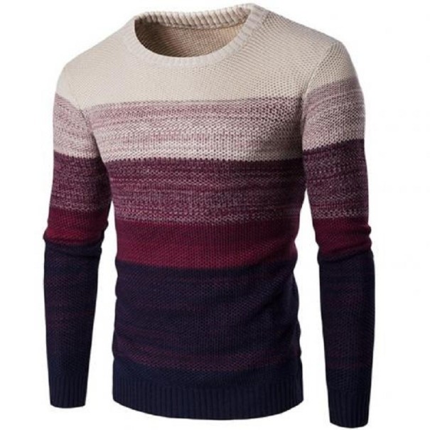 Men's Striped Sweater F270 dark red XS