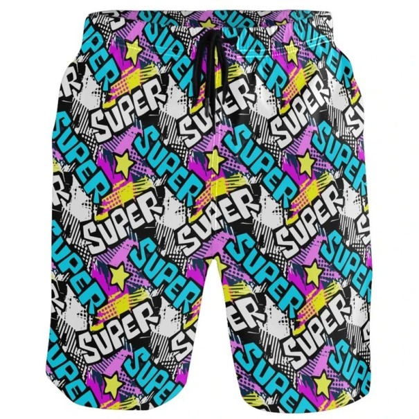 Men's Swim Shorts with Super Prints and Pockets Polyester Quick-Drying Summer Swimming Shorts for Beach and Pool XXL