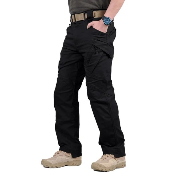 Men's Tactical Cargo Trousers Military Trousers Outdoor Hiking Trousers with Multiple Pockets Durable Trousers for Work and Nature black S