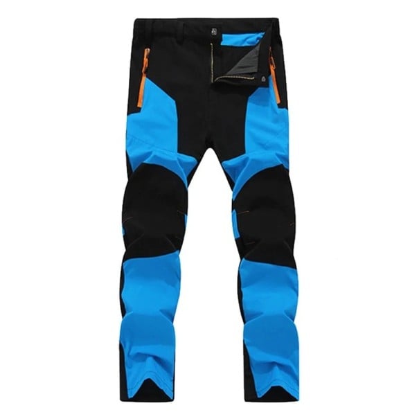 Men's Thin and Stretchy Camping Trousers with Reinforced Knees, Zip Pockets and Belt Loops blue S