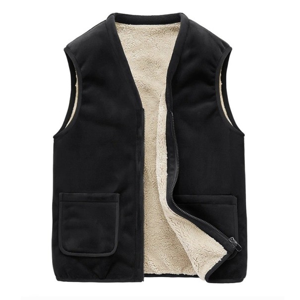 Men's Waistcoat with Fur F1210 black XS