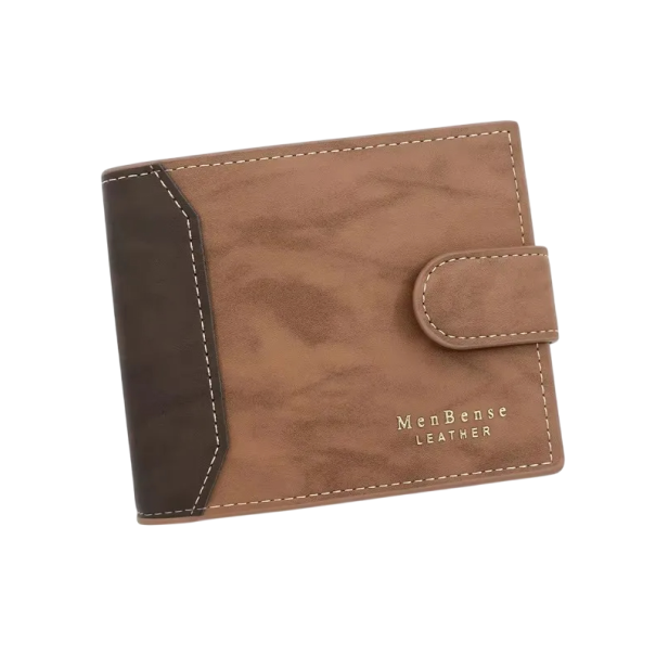 Men's Wallet with Snap Fastener 12.5 x 9.5 cm PU Leather Neutral Colours Card Slots Zip Pocket Elegant Practical Wallet for Men light brown