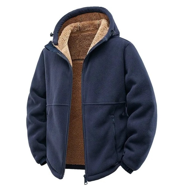 Men's Winter Jacket Windproof Design Zip Fastening Practical Pockets Hood Cashmere Lining Warm Comfortable Winter Wear for Winter Season blue L
