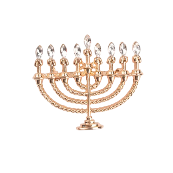 Menorah ljusstake brosch dekorativ pin märke ca 4,8 × 4,1 cm metallisk gyllene design tillbehör för kläder ryggsäck slag smycke 1
