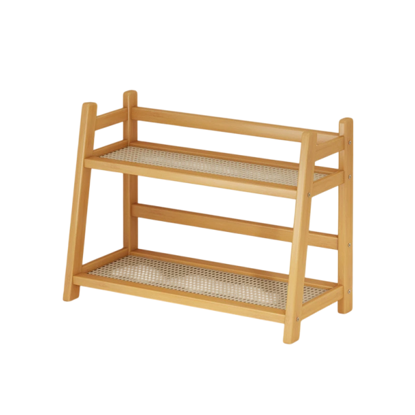 Mensola da scrivania a due piani 45 x 18 x 28,5 cm Struttura in bambù con ripiani in ABS Organizzatore pratico per la scrivania Uso marrone chiaro