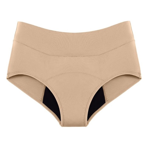 Menstruaaliset alushousut 4 kerroksen imukykyisellä rakenteella Bambuskuitu elastaani Uudelleen käytettävät alusvaatteet kuukautisten aikana beige XL