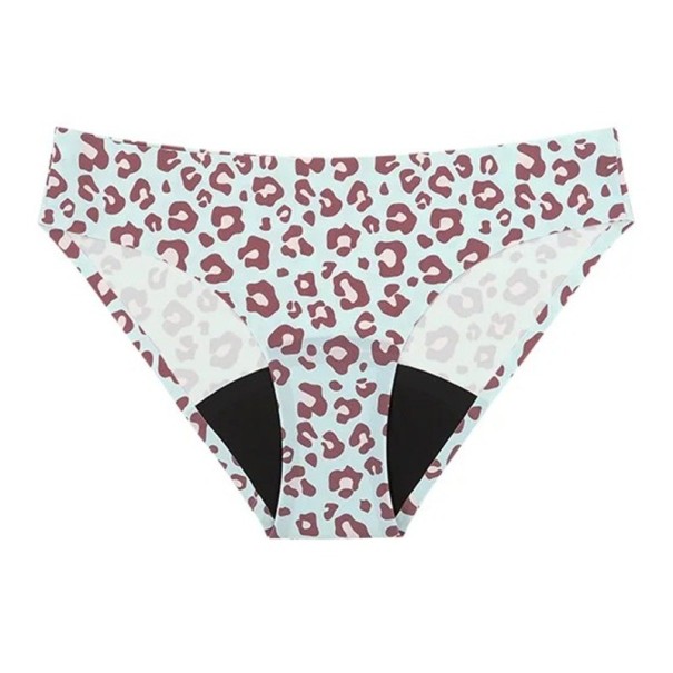 Menstruační kalhotky leopardí vzor 4vrstvé spodní prádlo polyester nylon elastan spandex kalhotky pro menstruaci opakovaně použitelné modrá XL