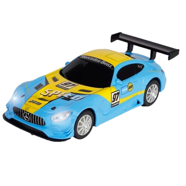Mercedes-AMG GT3 -auton malli 1:43 Muovinen Sininen kilpa-auto Yksityiskohtainen urheiluauton pienoismalli Keräilymalli lelu lapsille lahjaksi 1