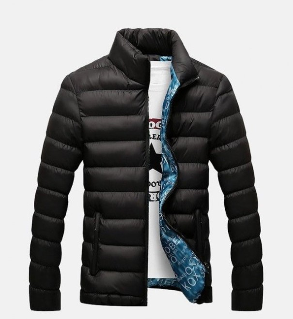 Merk heren winterjas J2304 zwart-blauw L