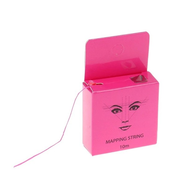 Merknit voor wenkbrauwen 10 m Vooraf gekleurde dunne draad in plastic houder voor nauwkeurige markering van de vorm van de wenkbrauw roze