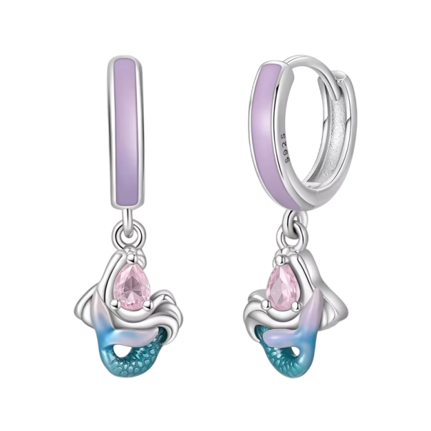 Mermaid Earrings 925 Sterling Silver for Women Fashion Fine Jewellery with Marine Motif 1