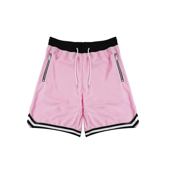 Mesh basketbalshorts voor heren, snel drogend en ademend, met ritszakken en een trekkoord in de taille roze XXS