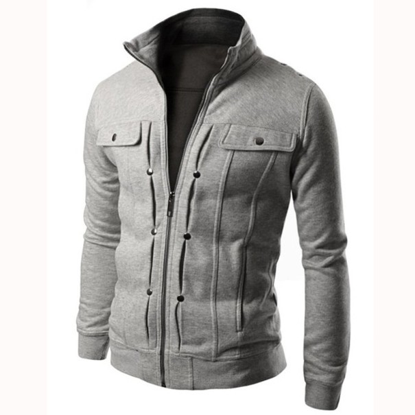 Męska bluza w ciekawy wzór J939 jasnoszary S